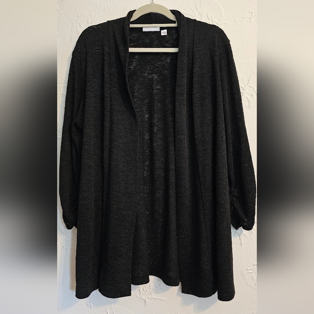 Susan Graver Charcoal Burnout Cardigan Sweater Large